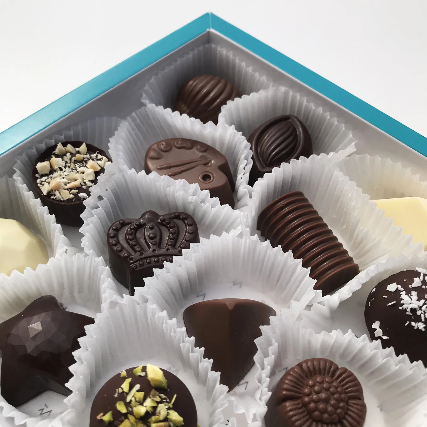 A box of Mestiza tasting bonbons